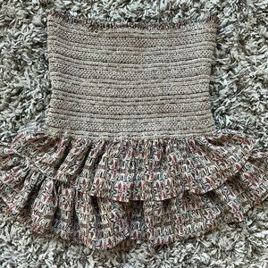 Isabel Marant Beige Printed Smocked Tiered Skirt 42